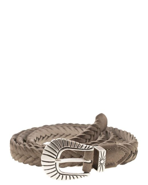 Alberto Luti Gray Braided Leather Belt for men