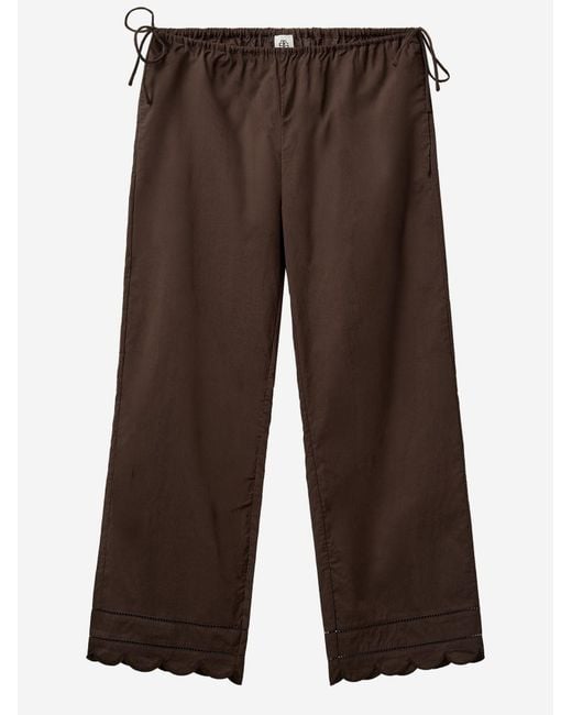 THE GARMENT Brown Kirsten Cotton Trousers With Scalloped Hem