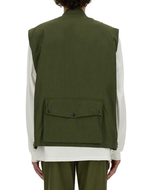Needles Green Utility Vest With Multiple Pockets And Zip Closure for men