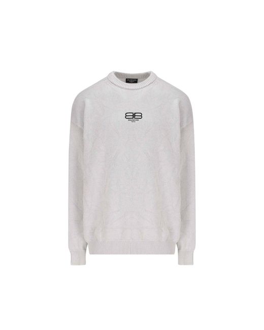 Balenciaga Logo Sweater in White for Men Lyst