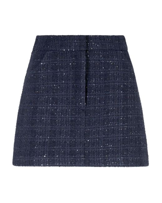 Emporio Armani Blue Wool Blend Mini Skirt