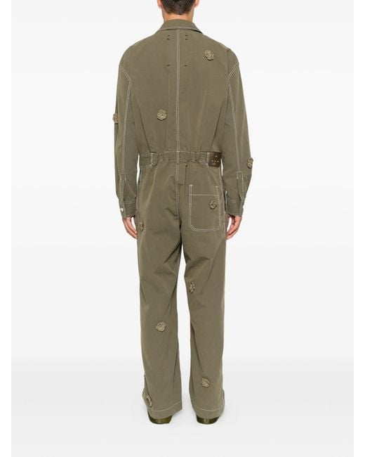 Song For The Mute Green Sftm X Birkenstock 'The Gardener' Crochet Flower Jumpsuit