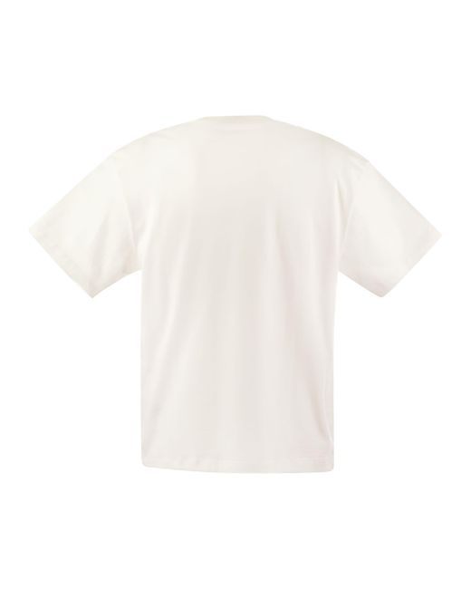 Paul & Shark White Cotton T -Shirt mit Haifischdruck