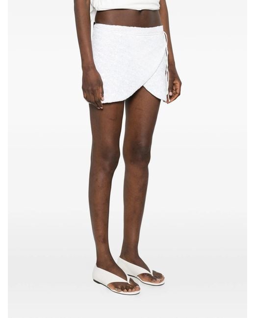 Oseree White Paillettes Skirt