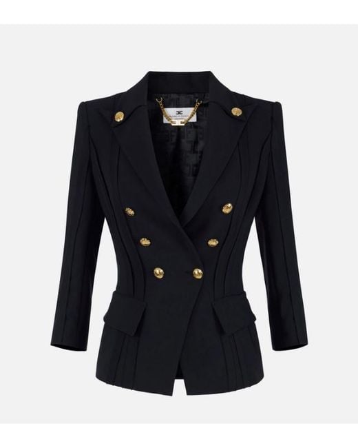 Elisabetta Franchi Blue Jacket With Raw Cut Patterns