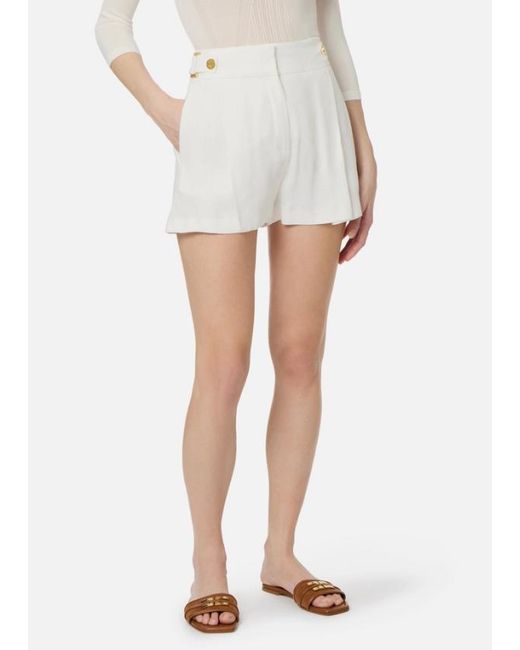 Elisabetta Franchi White Linen Blend Shorts