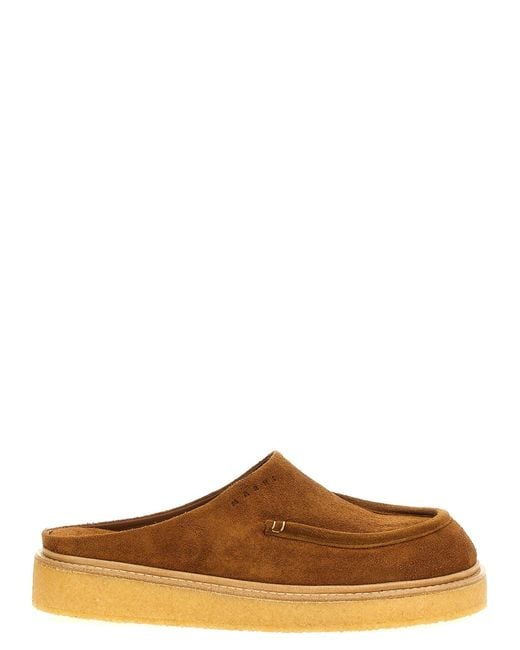 Marni Brown Suede Sabots
