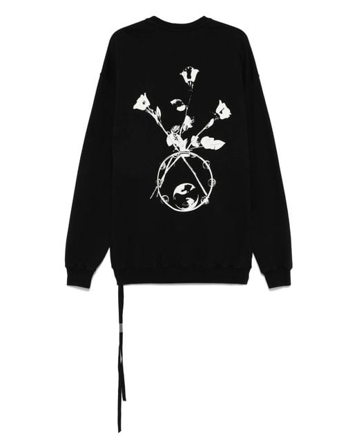 Ann Demeulemeester Black Femi High Comfort Crew Neck Sweater With "Eternal Roses" Print B0012830Fa185099