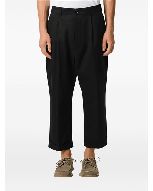 AMI Black Cotton Trousers for men