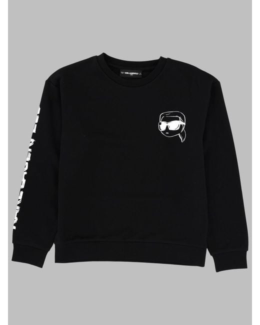 Karl Lagerfeld Black Felpa Con Stampe