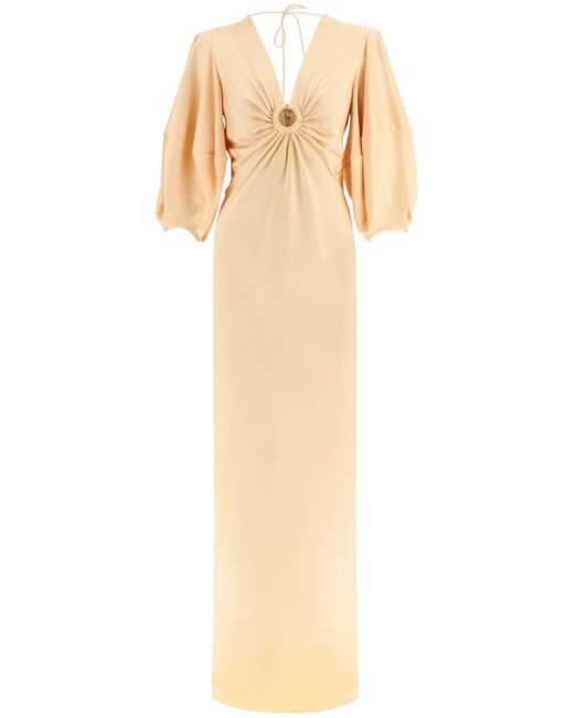 Stella Mc Cartney Satin Maxi Kleid mit geschnittenem Ringdetail Stella McCartney en coloris White