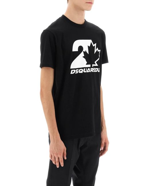 Camiseta de estampado de ajuste fresco DSquared² de hombre de color Black