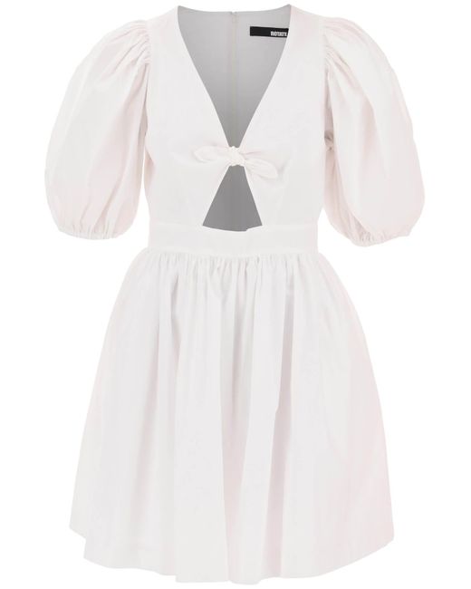 Gire el mini vestido con mangas con globo y recorte detalles ROTATE BIRGER CHRISTENSEN de color White