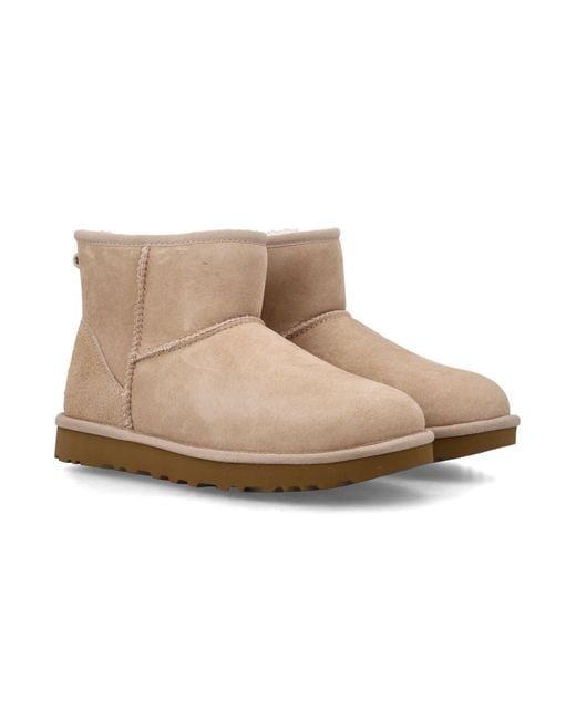 Ugg Natural Classic Mini Ii Suede Boots With Shearling Lining