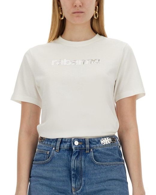Rabanne White T-shirt With Logo