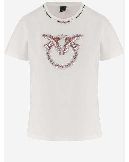 Pinko White Cotton T Shirt With Logo