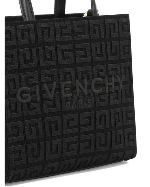 Borsa per la spesa Mini G Tote in tela ricamata da 4 g di Givenchy in Black