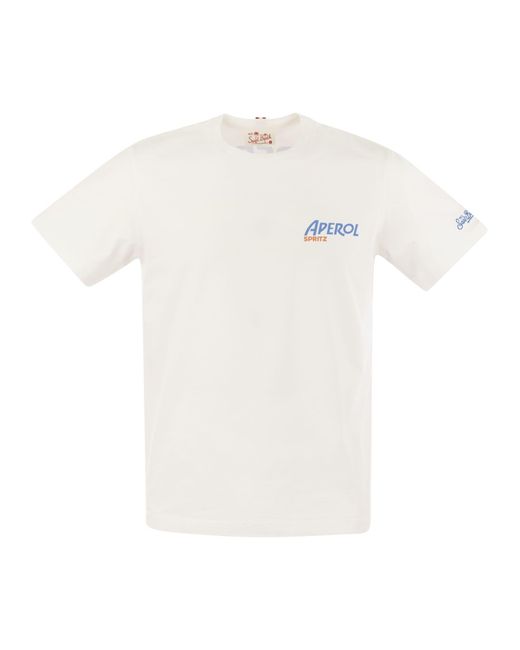 Mc2 Saint Barth White T Shirt With Print On Chest And Back Aperol Special Edition