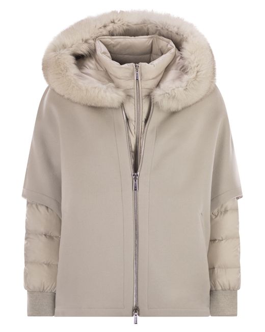 Moorer Pegaso Down Jacket Met Afneembare Kap in het Gray