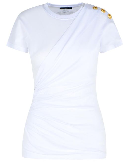 Balmain White Cotton T-Shirt