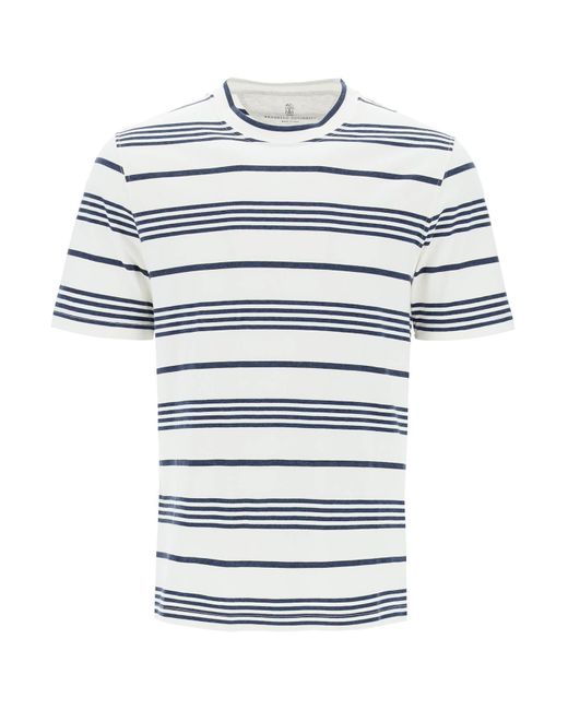 Striped Crewneck T-shirt Brunello Cucinelli pour homme en coloris Gray