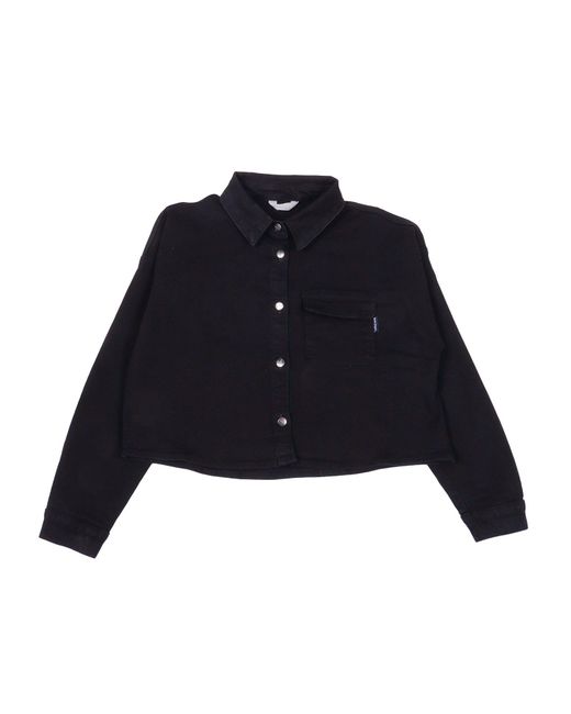 Palm Angels Blue Overshirt Cropped L/S Girl
