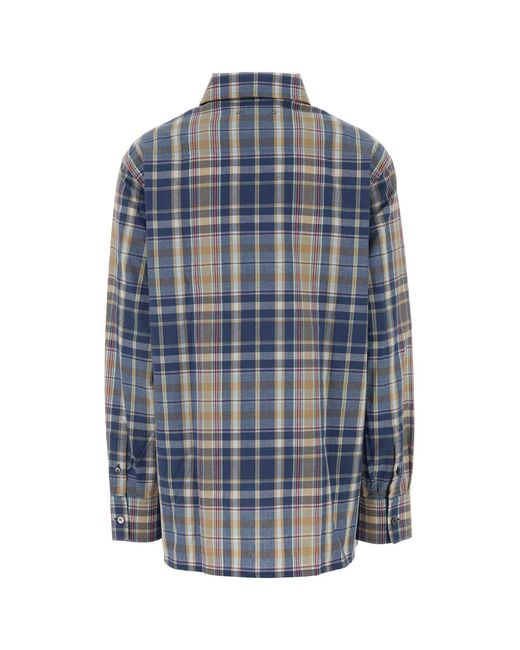 Golden Goose Deluxe Brand Blue Embroidered Cotton Shirt