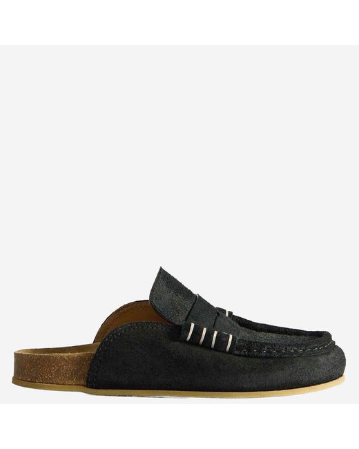 J.W. Anderson Black Suede Mule Loafers With Tapered Silhouette