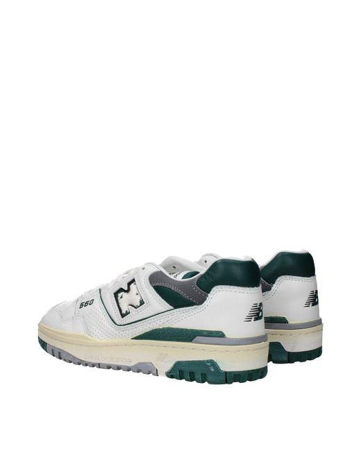New Balance White Sneakers 550 Uomo Pelle Bianco/Palude for men