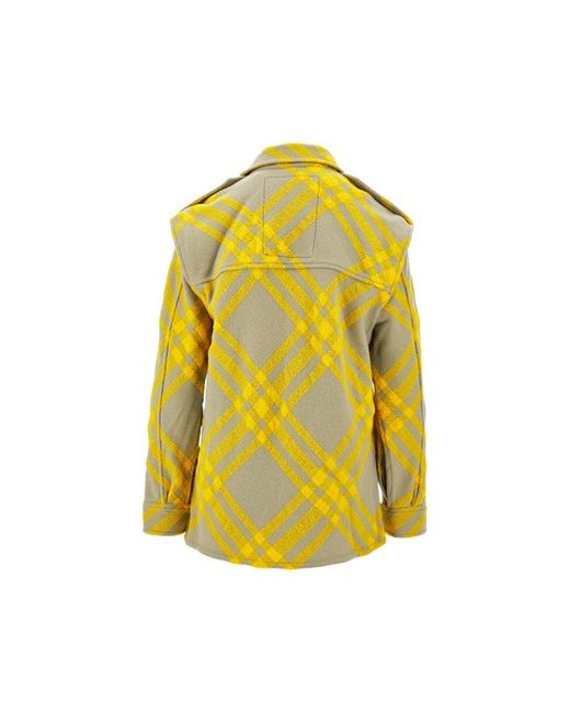 Burberry Yellow Wolle Checked Jacke