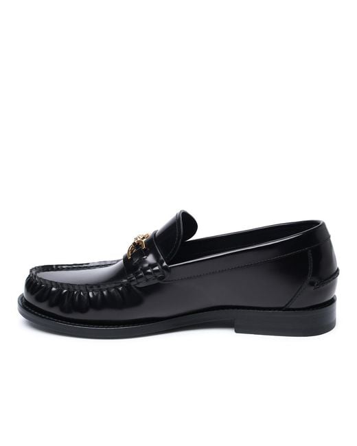 Versace Black Leather Loafers for men