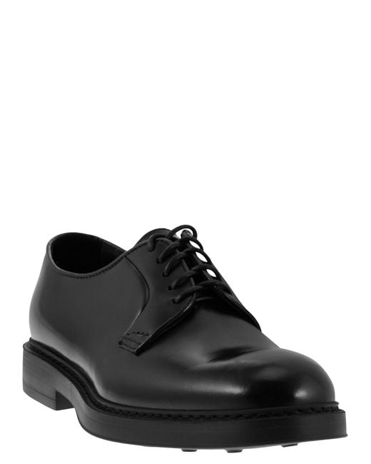 Doucal's Black Leather Derby Lace Up for men