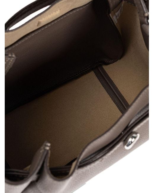 Tory Burch Gray Romy Leder Eimerbeutel