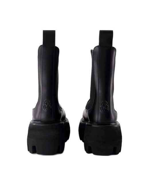 Alexander McQueen Black Schwarze Leder Chelsea Boots