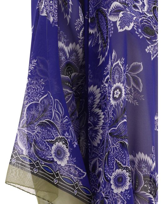Camicetta legata a stampa floreale di Etro in Blue