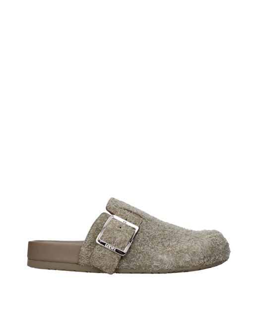 Loewe Natural Ease Clogs And Slide Sandals Suede/Khaki