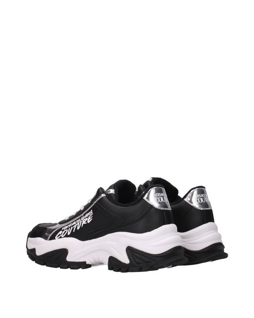 Couture Mujers Zapatillas Cuero Negro/Plata Versace Jeans de color Black