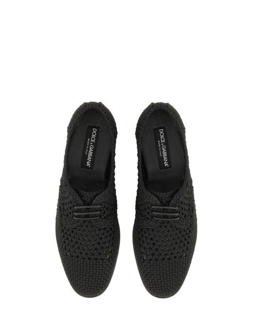 Dolce & Gabbana Black Woven Fabric "Derby" Shoe