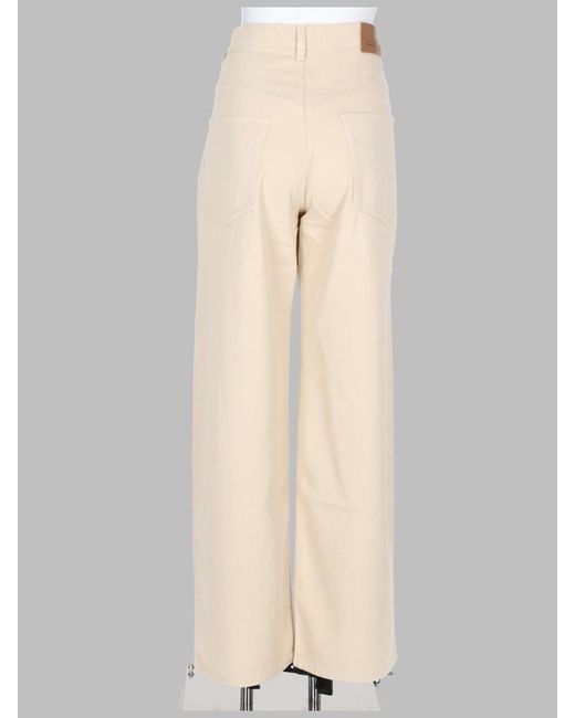 Isabel Marant Natural Wide-Leg Pleated Trousers