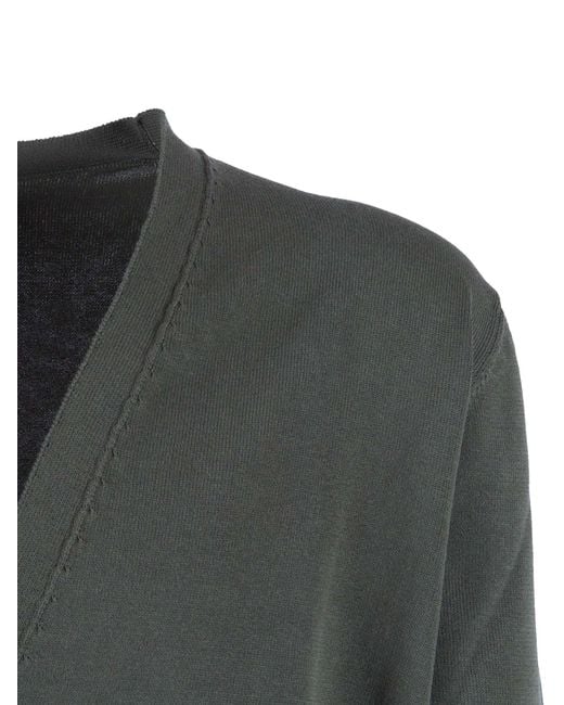 Sette Fili Cashmere Black Cardigan M/Lunga Fondo Tubolare Con Spacchi