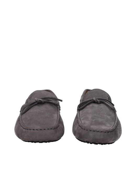 Tod's Gray Suede Moccasins/Stone