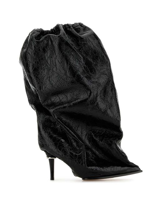 McQueen Black Leather Heeled Boots