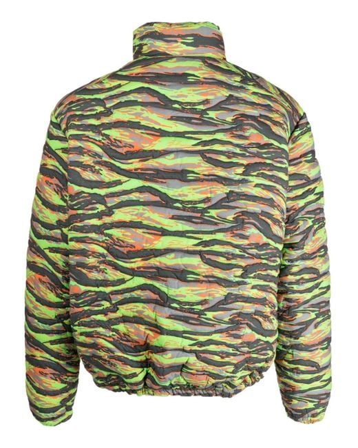 ERL Green Printed Quilted Down Jacket for men