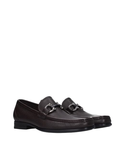 Ferragamo Black Grandioso Moccasins/Hickory Leather
