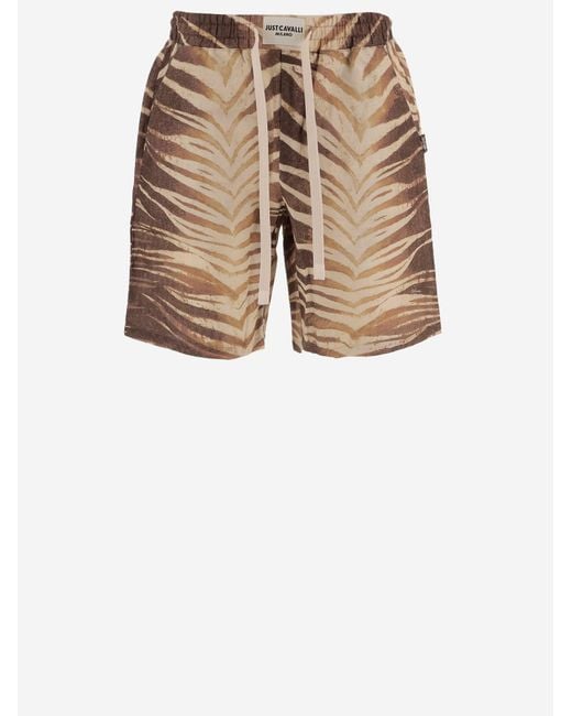 Just Cavalli Natural Shorts Cotton-Linen for men