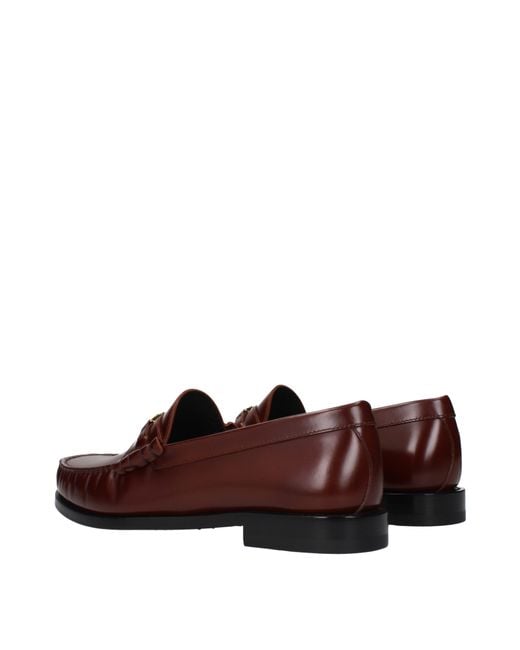 Céline Brown Triomphe Loafers/Burgundy Leather