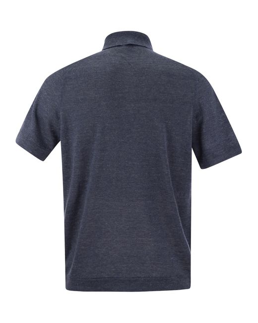 Lino y Camisa de punto de algodón Brunello Cucinelli de hombre de color Blue