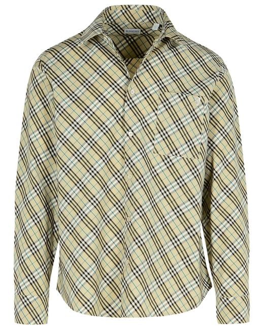Camicia Di Cotone "Check" "Check" di Burberry in Green da Uomo