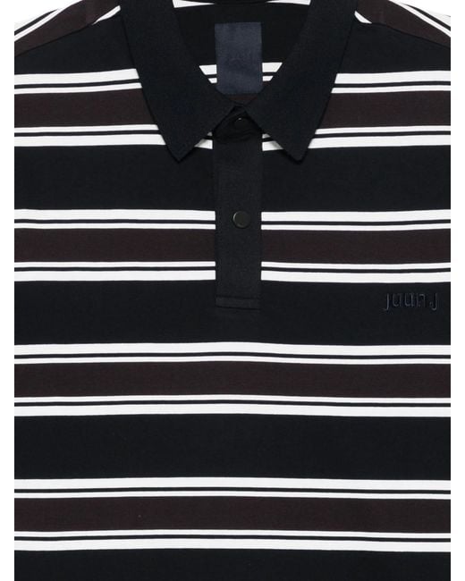 Juun.J Black Stripe Over Fit Polo Long Sleeve