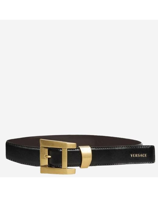 Versace Black Leather Belt With Logo